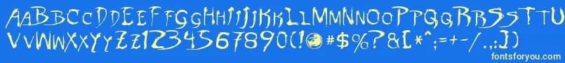 Dinobots Font – Yellow Fonts on Blue Background