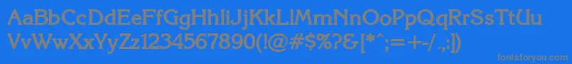 Axckrnbd-Schriftart – Graue Schriften auf blauem Hintergrund
