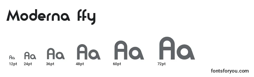 Размеры шрифта Moderna ffy
