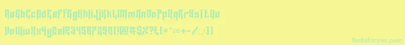 Fonte LordJuusai – fontes verdes em um fundo amarelo