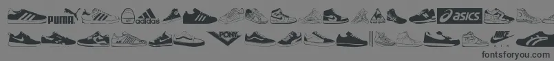 Sneakers-Schriftart – Schwarze Schriften auf grauem Hintergrund