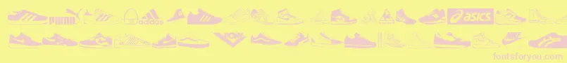 Sneakers-Schriftart – Rosa Schriften auf gelbem Hintergrund