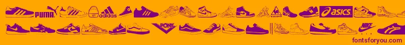 Fonte Sneakers – fontes roxas em um fundo laranja