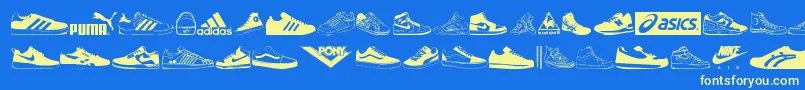 Police Sneakers – polices jaunes sur fond bleu