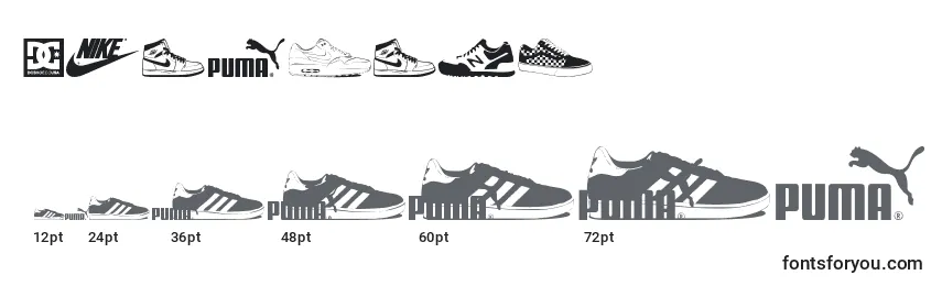Größen der Schriftart Sneakers