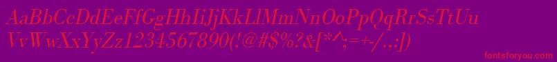 UrwbodonitlignarOblique Font – Red Fonts on Purple Background