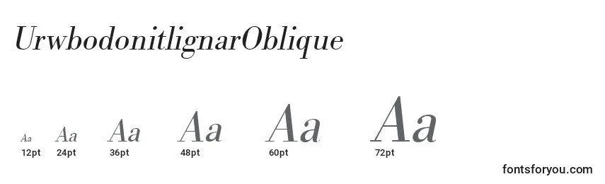 Размеры шрифта UrwbodonitlignarOblique