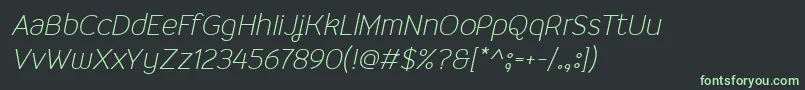 フォントMalinaLightItalic – 黒い背景に緑の文字