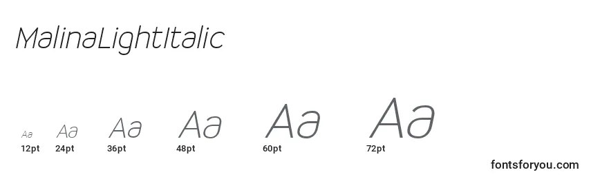 MalinaLightItalic Font Sizes