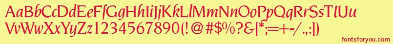 NoveltyMediumItalic-fontti – punaiset fontit keltaisella taustalla