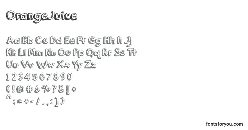 Fuente OrangeJuice - alfabeto, números, caracteres especiales