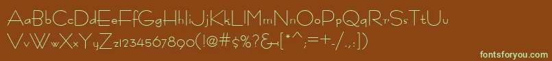 フォントFastrac ffy – 緑色の文字が茶色の背景にあります。