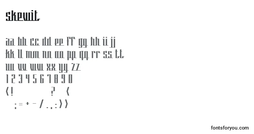 characters of skewit font, letter of skewit font, alphabet of  skewit font