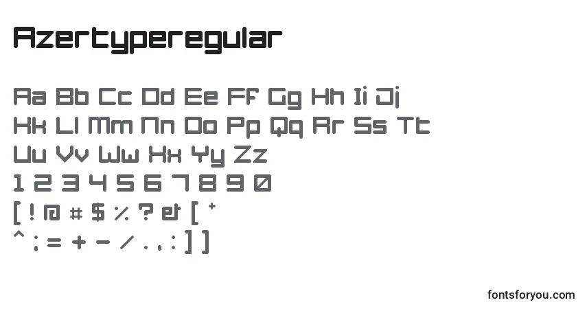 characters of azertyperegular font, letter of azertyperegular font, alphabet of  azertyperegular font