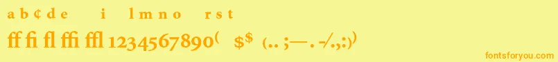 フォントMinionExpertBold – オレンジの文字が黄色の背景にあります。