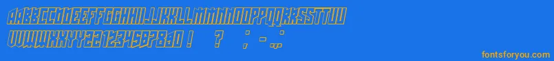 Schwachsinn3DItalic-Schriftart – Orangefarbene Schriften auf blauem Hintergrund