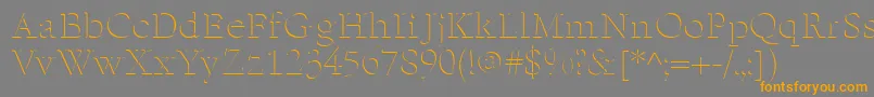 フォントEmbossn – オレンジの文字は灰色の背景にあります。