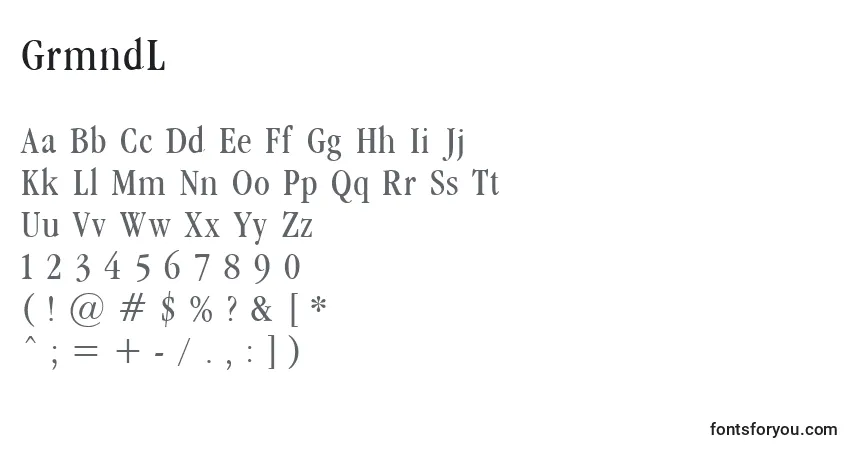 Schriftart GrmndL – Alphabet, Zahlen, spezielle Symbole