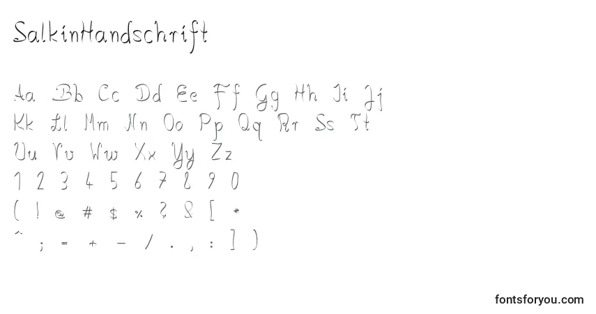 A fonte SalkinHandschrift – alfabeto, números, caracteres especiais