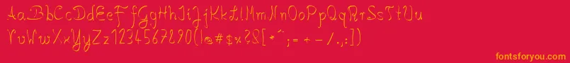 SalkinHandschrift Font – Orange Fonts on Red Background