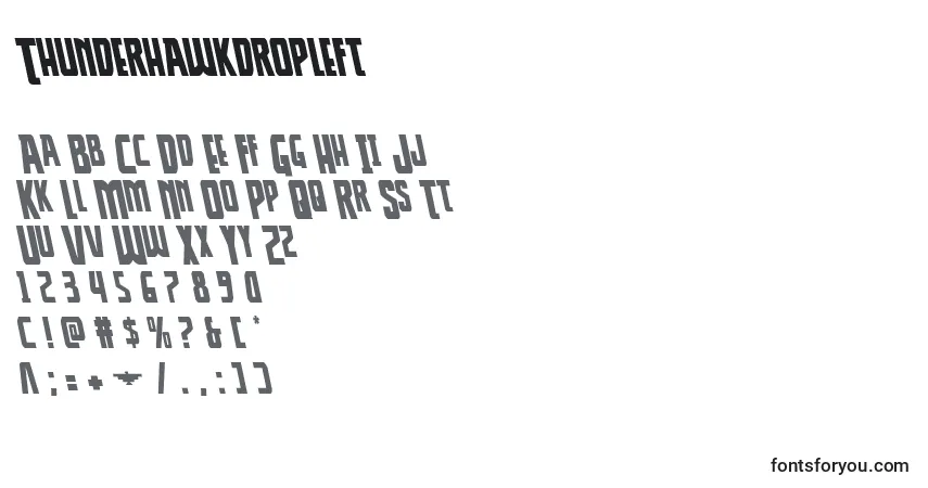 A fonte Thunderhawkdropleft – alfabeto, números, caracteres especiais