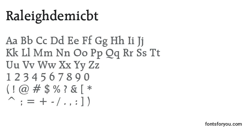 A fonte Raleighdemicbt – alfabeto, números, caracteres especiais
