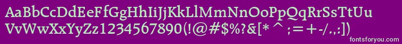 フォントRaleighdemicbt – 紫の背景に緑のフォント