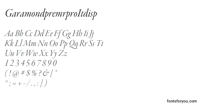 A fonte GaramondpremrproItdisp – alfabeto, números, caracteres especiais