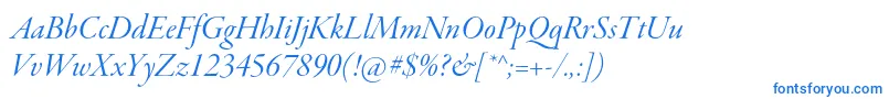 GaramondpremrproItdisp-fontti – siniset fontit valkoisella taustalla