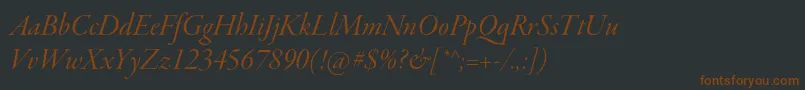 GaramondpremrproItdisp-fontti – ruskeat fontit mustalla taustalla