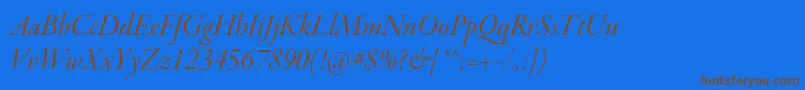 GaramondpremrproItdisp-fontti – ruskeat fontit sinisellä taustalla