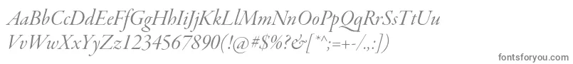 GaramondpremrproItdisp-fontti – harmaat kirjasimet valkoisella taustalla