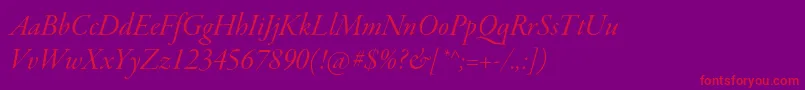 Fonte GaramondpremrproItdisp – fontes vermelhas em um fundo violeta