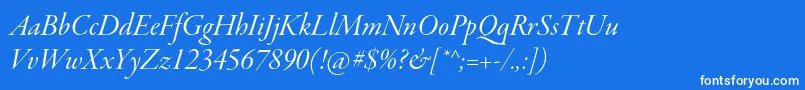 GaramondpremrproItdisp-Schriftart – Weiße Schriften auf blauem Hintergrund
