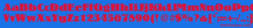 Czcionka LouisheavyRegularDb – czerwone czcionki na niebieskim tle