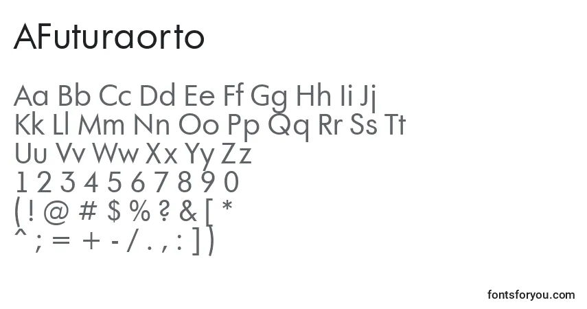Fuente AFuturaorto - alfabeto, números, caracteres especiales