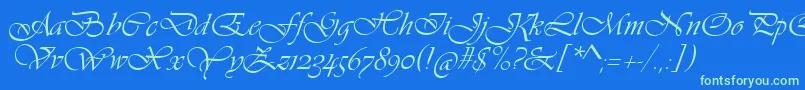 VivaldiScript Font – Green Fonts on Blue Background