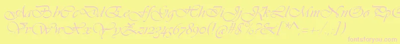 VivaldiScript Font – Pink Fonts on Yellow Background
