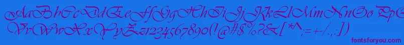 VivaldiScript Font – Purple Fonts on Blue Background