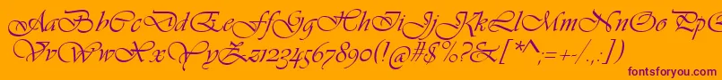 VivaldiScript Font – Purple Fonts on Orange Background