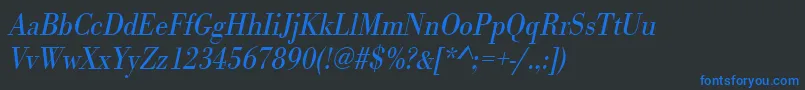 UrwbodonitligextnarOblique Font – Blue Fonts on Black Background