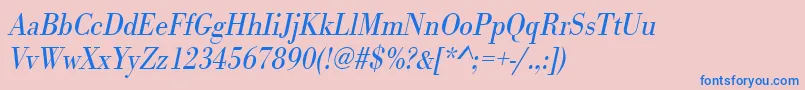 UrwbodonitligextnarOblique Font – Blue Fonts on Pink Background