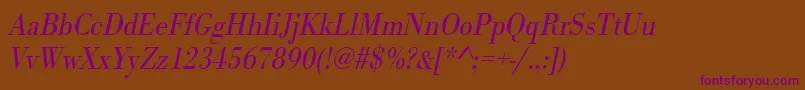 UrwbodonitligextnarOblique Font – Purple Fonts on Brown Background