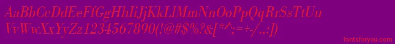UrwbodonitligextnarOblique Font – Red Fonts on Purple Background