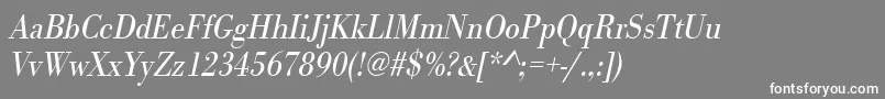 フォントUrwbodonitligextnarOblique – 灰色の背景に白い文字