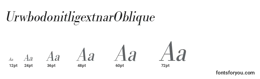 Размеры шрифта UrwbodonitligextnarOblique