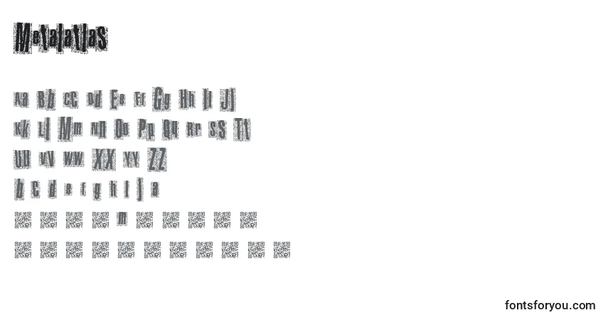 Schriftart Metalatlas – Alphabet, Zahlen, spezielle Symbole