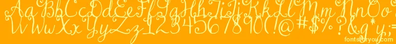 DjbDearMrClaus-Schriftart – Gelbe Schriften auf orangefarbenem Hintergrund