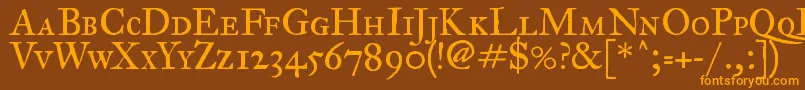 Czcionka ImFellGreatPrimerRomanSc – pomarańczowe czcionki na brązowym tle