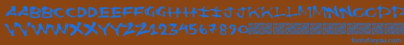 Flushots-Schriftart – Blaue Schriften auf braunem Hintergrund